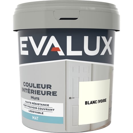 Peinture mur intérieur Mat 0,75 L Blanc ivoire - Evalux - Brico Dépôt