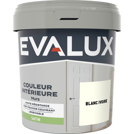 Peinture mur intérieur Satin 0,75 L Blanc ivoire - Evalux - Brico Dépôt