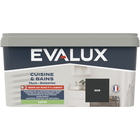 Peinture salle de bain et cuisine Satin 2,5 L Noir - Evalux - Brico Dépôt