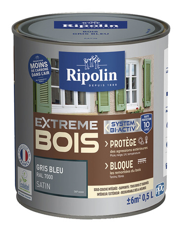 Peinture bois intérieur et extérieur satin 0,5 L  gris bleu - Ripolin - Brico Dépôt