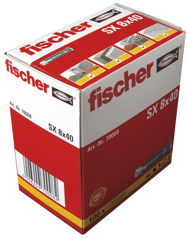 Boîte de 100 chevilles nylon à expansion SX Ø8x40 - Fischer - Brico Dépôt