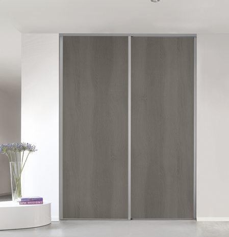 Porte coulissante chene grise profil gris "valla" h. 250 x l. 75 cm - Cooke and Lewis - Brico Dépôt