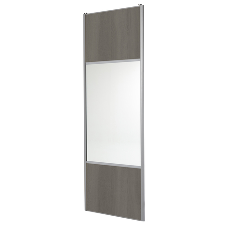 Porte coulissante miroir chene grise profil gris "valla" h. 250 x l. 90 cm - Cooke and Lewis - Brico Dépôt