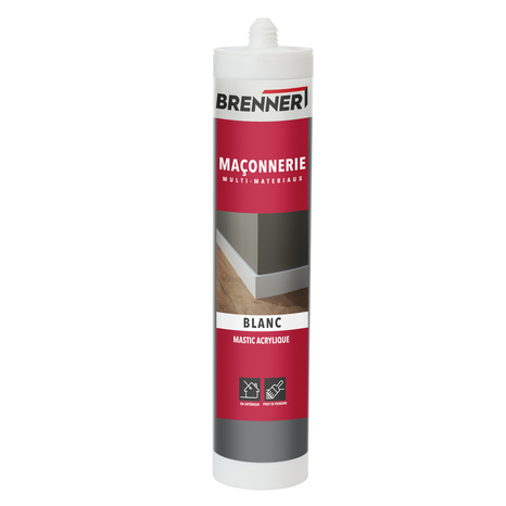 Mastic acrylique multisurface blanc 280 ml - Brenner