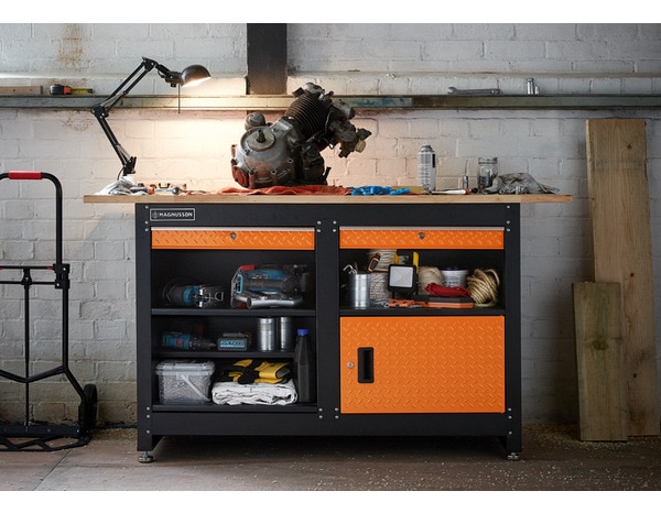 METALLMOBELL - Etabli Atelier Garage 160x60x84cm, avec Tiroirs et Armoire  Verrouillable, Table de Travail Bricolage, Etabli Atelier Garage Complet