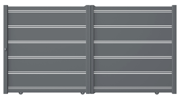 Portail coulissant aluminium "leccio" gris - l. 3,25 m - Brico Dépôt