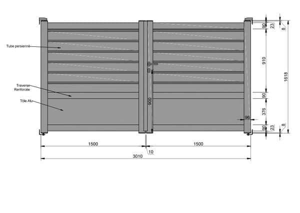 Portail battant aluminium "cortes" gris - 3 m - Brico Dépôt