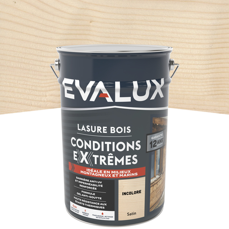 Lasure bois extérieur incolore 5 L - satin - Evalux - Brico Dépôt