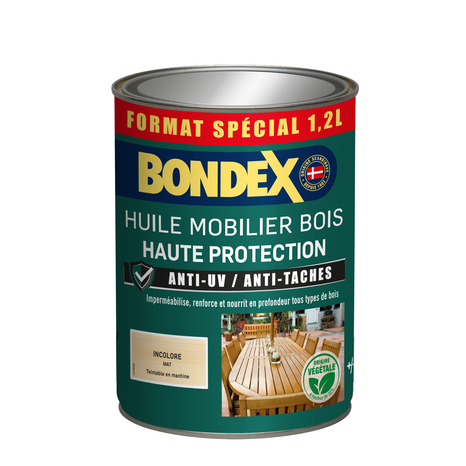 huile mobilier bois intérieur et extérieur incolore mat 1,2 L - Bondex - Brico Dépôt