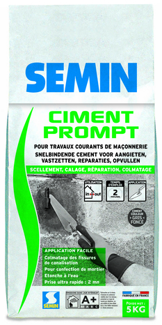 Ciment prompt pour travaux courants - sac de 5 kg - Semin - Brico Dépôt
