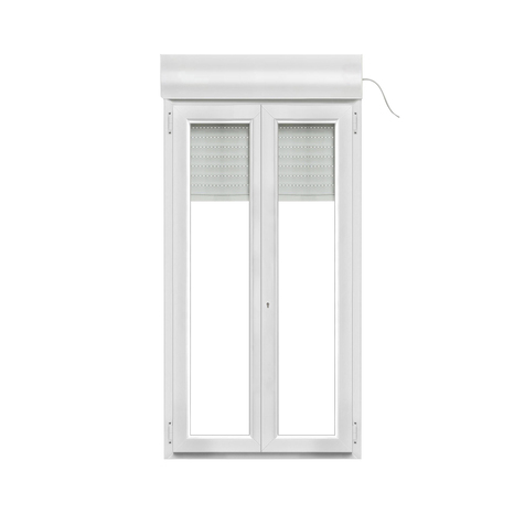Porte-fenêtre PVC blanc 2 vantaux + volet roulant H.215 x l.120 cm - GoodHome - Brico Dépôt