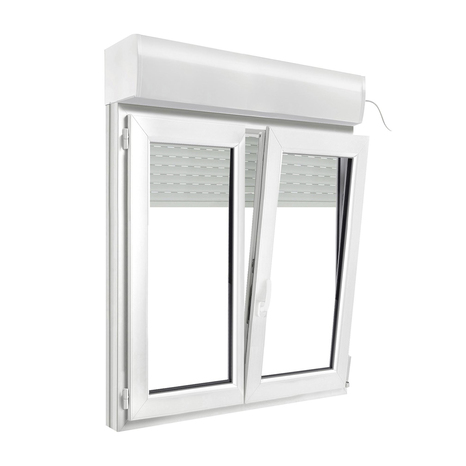 Fenêtre PVC blanc oscillo-battante 2 vantaux + volet roulant h.125 x l.100 cm - GoodHome - Brico Dépôt