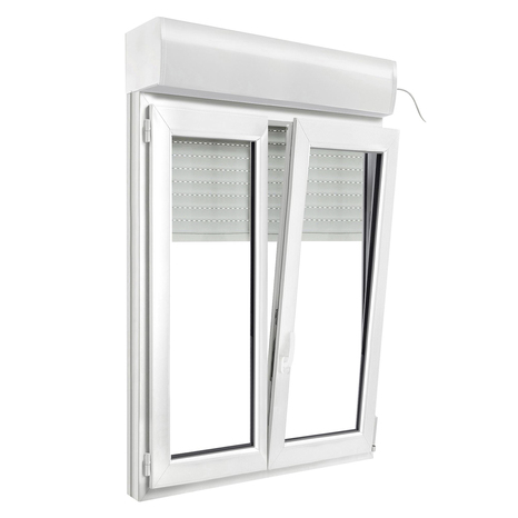 Fenêtre PVC blanc oscillo-battante 2 vantaux + volet roulant h.135 x l.100 cm - GoodHome - Brico Dépôt