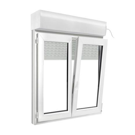 Fenêtre PVC blanc oscillo-battante 2 vantaux + volet roulant h.125 x l.120 cm - GoodHome - Brico Dépôt