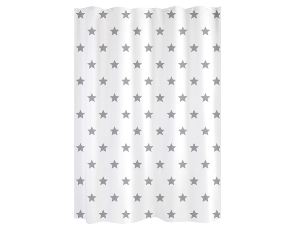 Rideau de douche "Star" blanc/gris 180 x 200 cm - Brico Dépôt