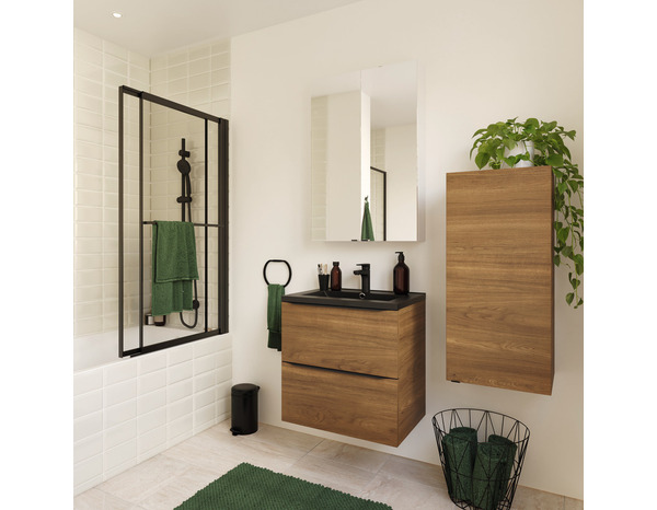 Armoire salle de bains effet noyer "Idalie" L. 40 x H. 90 x P. 36 cm - Cooke and Lewis - Brico Dépôt