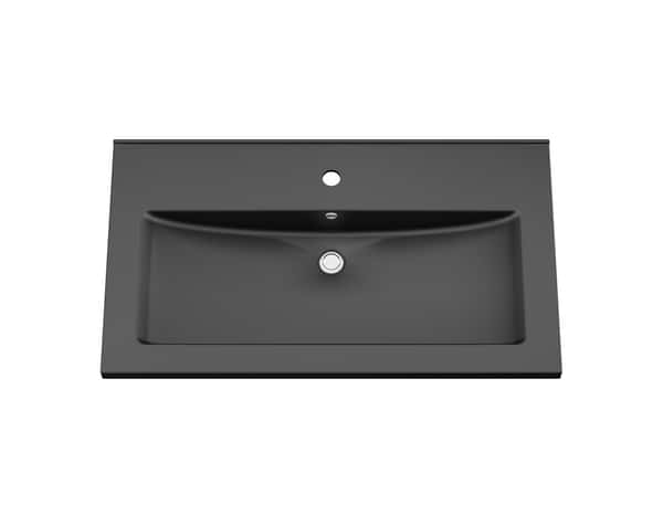 Plan vasque céramique noir "Napold" L. 80 cm - Cooke and Lewis - Brico Dépôt