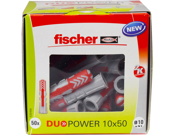 Lot de 50 chevilles nylon multi-supports Duopower Ø 10 X 50 mm - Fischer - Brico Dépôt