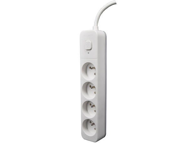 Bloc multiprise avec interrupteur blanc/gris clair - 4 prises - 4 m - Brico Dépôt