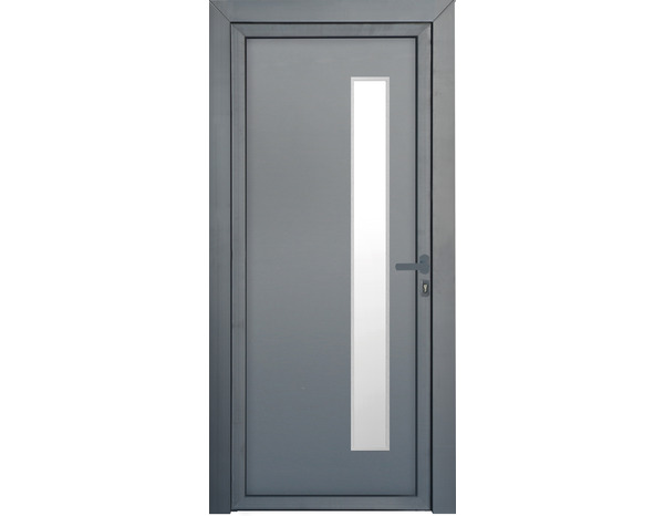 Porte entrée PVC gris "Elen" H. 215 x l. 90 gauche - Geom - Brico Dépôt
