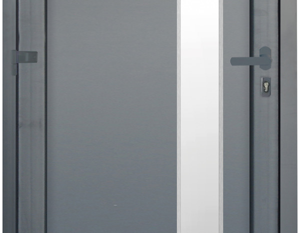 Porte entrée PVC gris "Elen" H. 215 x l. 90 gauche - Geom - Brico Dépôt