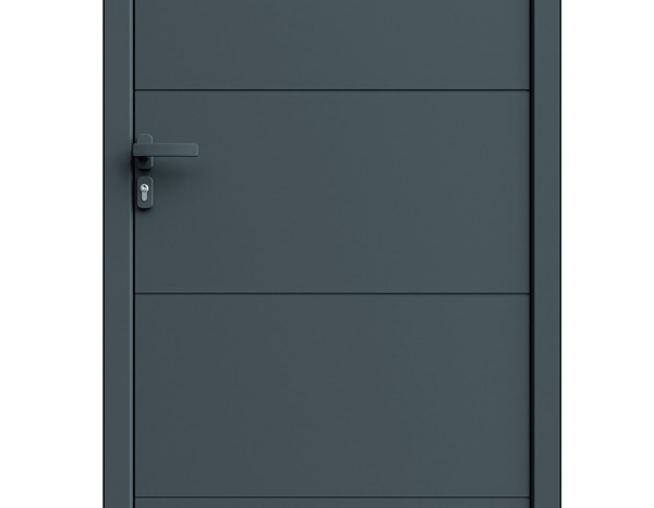 Porte d'entrée aluminium gris "Nio" H. 215 x l. 90 droite - Geom - Brico Dépôt