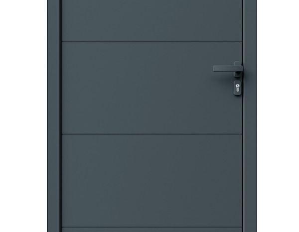 Porte d'entrée aluminium gris "Nio" H. 215 x l. 90 gauche - Geom - Brico Dépôt