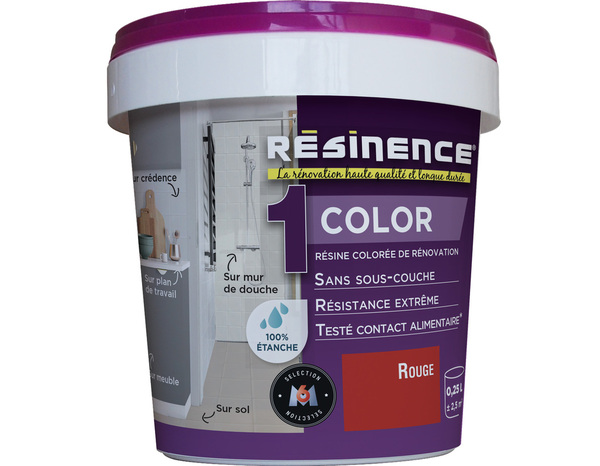 Résine colorée rouge, pour rénover les éléments muraux 250 ml - Resinence - Brico Dépôt