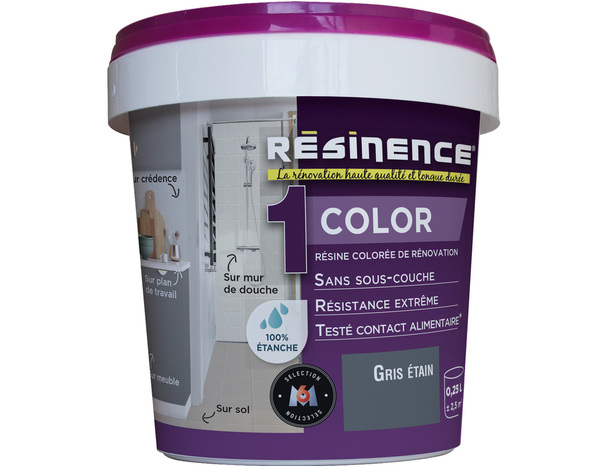 Résine colorée étain, pour rénover et relooker les éléments muraux 250 ml - Resinence - Brico Dépôt