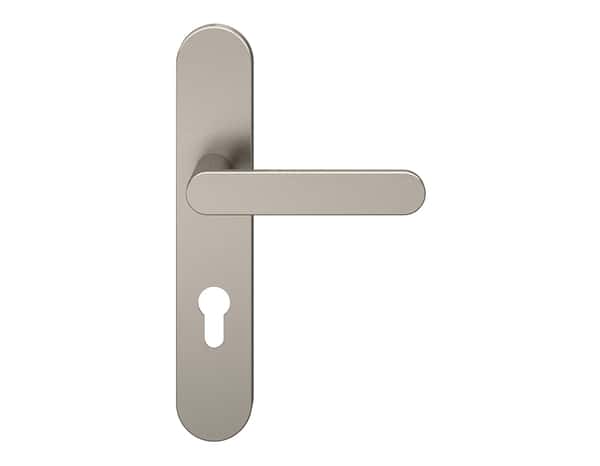 Poignée de porte "Marick" avec trou pour cylindre - Effet nickel - Entraxe adaptable 165-195 mm - Cooke and Lewis - Brico Dépôt