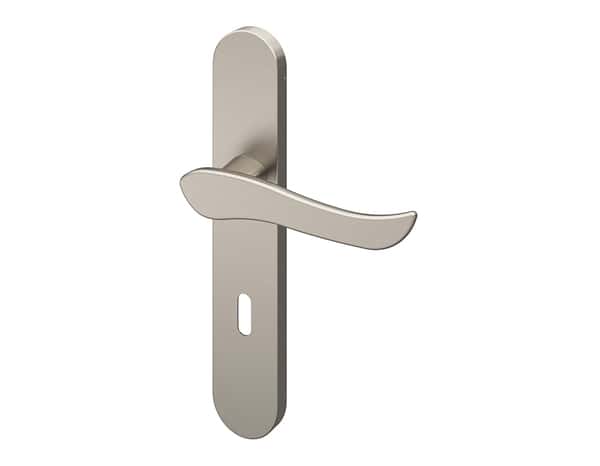 Poignée de porte "Arcles" avec trou pour clé - Effet nickel - Entraxe adaptable 165-195 mm - Cooke and Lewis - Brico Dépôt