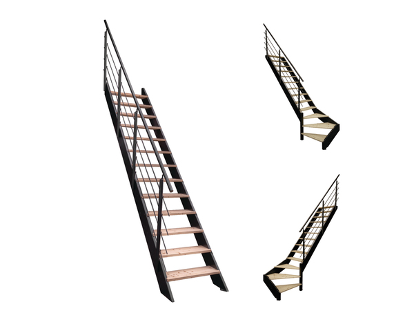 Escalier droit + rampe bois et métal "Sanson" - Geom - Brico Dépôt