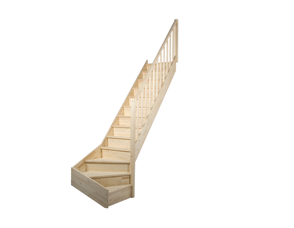 Escalier 1/4 tournant droit prémonté sapin + rampe "Elma" - Brico Dépôt
