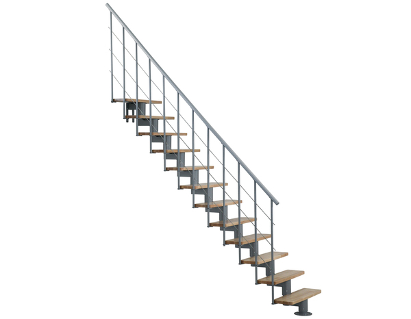 Escalier modulaire + rampe "Balor" Gris mat RAL 9023 - Geom - Brico Dépôt