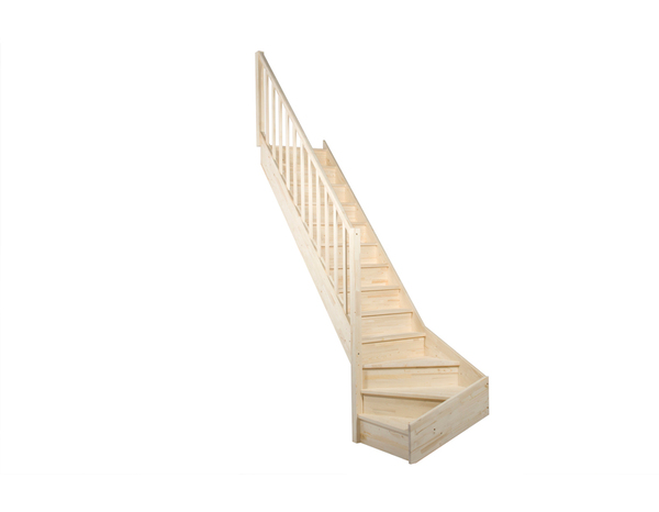Escalier 1/4 tournant gauche prémonté sapin + rampe "Elma" - Brico Dépôt
