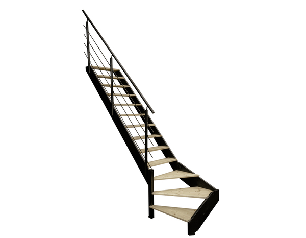 Escalier 1/4 tournant gauche + rampe bois et métal "Sanson" - Geom - Brico Dépôt