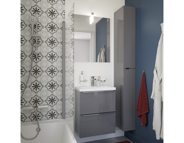 Armoire salle de bains gris "Idalie" L. 20 x H. 90 x P. 36 cm - Cooke and Lewis - Brico Dépôt
