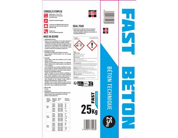 Fast Béton sans malaxage - sac de 25 kg - Brico Dépôt