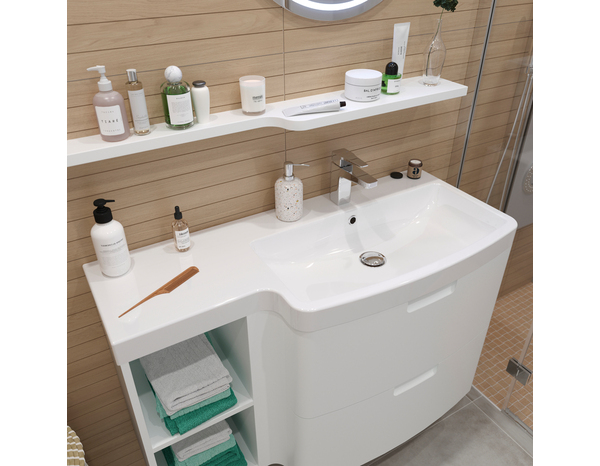 Étagère de salle de bains blanc Himalia L.105 x P. 15 cm - GoodHome - Brico Dépôt