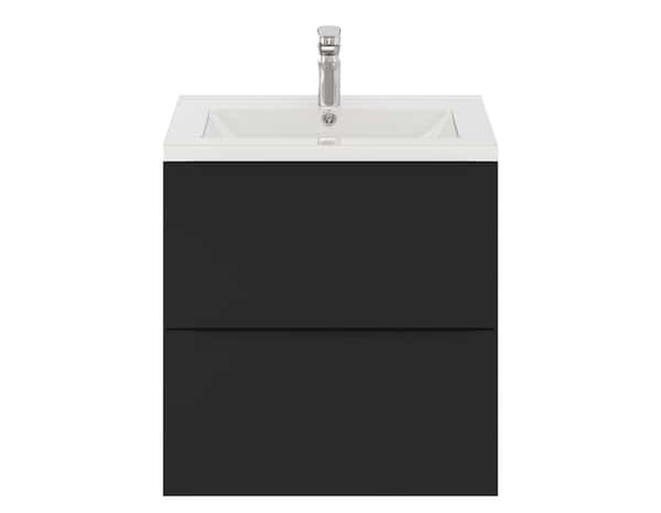 Meuble sous vasque à suspendre noir mat "Idalie"  L. 60 x H. 60 x P. 45 cm - Cooke and Lewis - Brico Dépôt