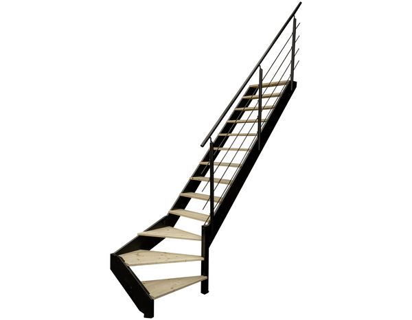 Escalier 1/4 tournant droit + rampe bois et métal "Sanson" - Geom - Brico Dépôt