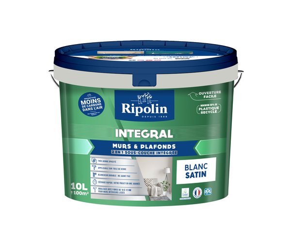 Peinture murs et plafonds intérieur satin 10 L blanc - Ripolin - Brico Dépôt