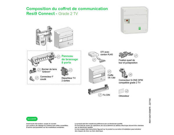 Coffret de communication 13M 1R - Grade 2TV - 4 x RJ45 Cat6 - Rési9 Connect - Brico Dépôt