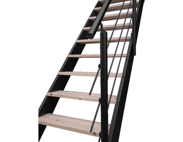 Escalier 1/4 tournant droit + rampe bois et métal "Sanson" - Geom - Brico Dépôt