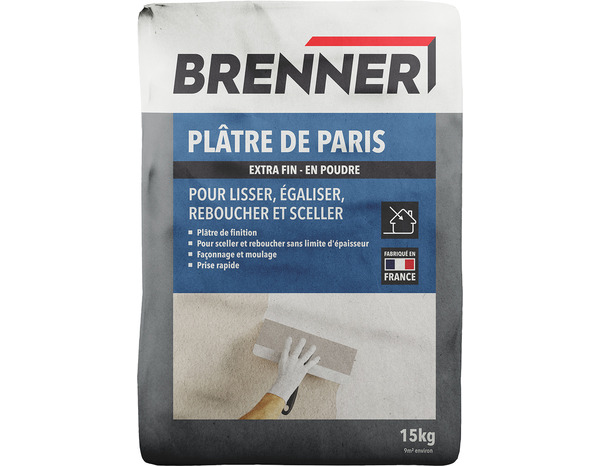 Plâtre de Paris extra fin en poudre - Sachet 15 kg - Brenner - Brico Dépôt