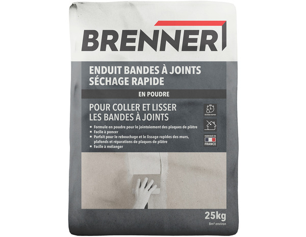 Enduit bandes à joints, séchage rapide en poudre - Sachet 25 kg - Brenner - Brico Dépôt