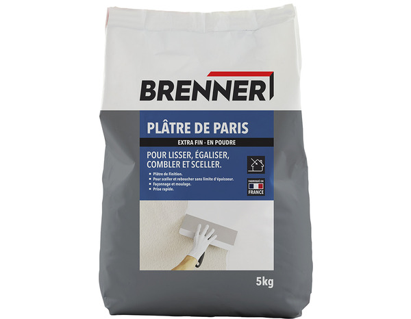 Plâtre de Paris extra fin en poudre - Sachet de 5 kg - Brenner - Brico Dépôt