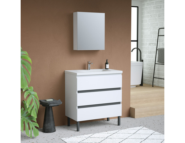 Armoire salle de bain miroir blanc "style" l.50 x h.60 x p.15 cm - Brico Dépôt