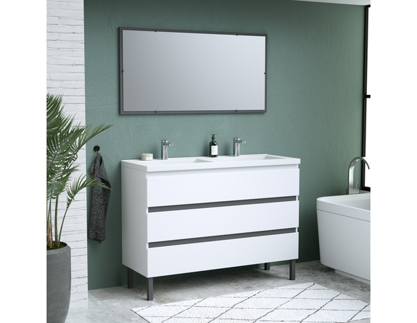 Meuble sous vasque a poser  decor blanc/gris "style" l.120 x h.86 x p.45 cm - Brico Dépôt