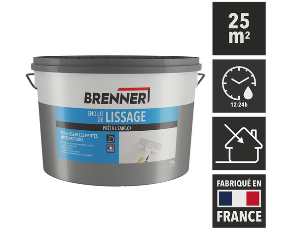 Enduit de lissage pour petites imperfections en pâte - Pot 10 kg - Brenner - Brico Dépôt